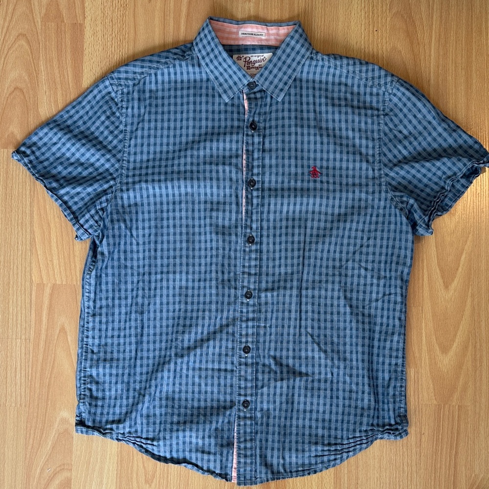 Original Penguin Blue and Black Checkered Casual Shirt